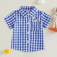 thumbnail image 2 of Larisalt Toddler Baby Boy Easter Shirt Cute Embroidery Short Sleeve Lapel Shirt Top Kids Boys Summer Clothes, 2 of 6