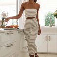 thumbnail image 1 of Traje de vacaciones de rayas horizontales sin espalda con vestido maxi ajustado estilo sexy para mujer Hugtrwg Para estrenar, 1 of 7