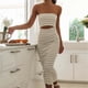 thumbnail image 3 of Vestido Tubo Superior Vestido bandeau para mujer sin espalda a rayas horizontales ceñido al cuerpo vestido maxi traje de fiesta Cgtredaw Beige L para Mujer, 3 of 6