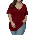 thumbnail image 4 of Gocolloa Womens Plus Size Tops Summer Basic Short Sleeve T-shirts Dressy Casual Loose Top Tee Wine Red 2X, 4 of 6