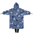 thumbnail image 2 of Oversized Wearable Blanket Hoodie,Blue Baseball Silhouette Pattern Sherpa Blanket Hoodie with Super Pockets,Super Warm Fuzzy Pullover for Women & Men, 2 of 6
