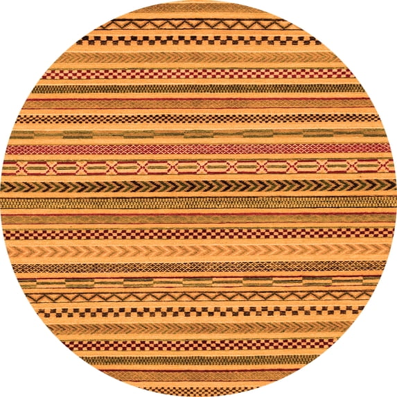 Ahgly Company Indoor Round Abstract Orange Modern Area Rugs, 6' Round