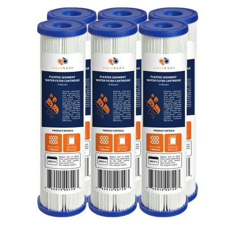 Side Water - 6 Pack of 5µm Pleated Sediment Water Filter Cartridges 10