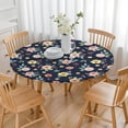 thumbnail image 3 of Pioneer Flower Floral Print Pattern Round Fitted Tablecloth with Elastic Edge, Waterproof Dining Table Cover for Indoor Outdoor Camping and Daily Use, 3 of 6
