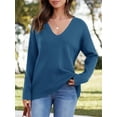 thumbnail image 2 of Womens Oversized Deep V Neck Sweaters Fall Winter Long Sleeve Knit Pullover Jumper, 2 of 6
