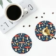 thumbnail image 4 of Lsque Colorful Mushrooms Pattern 4" Drink Coasters Set of 4, PVC Leather Absorbent Coasters, Table Coaster Set Decorative Coffee Cup Coasters Housewarming Gift -Round Shape, 4 of 6