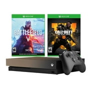 Angle View: Microsoft Xbox One X Call of Duty BO4 and Battlefield V Gold Rush Special Bundle: Battlefield V Deluxe Edition, Call of Duty Black Ops 4, 1TB Gray Gold Xbox One X 4K HDR Gaming Console