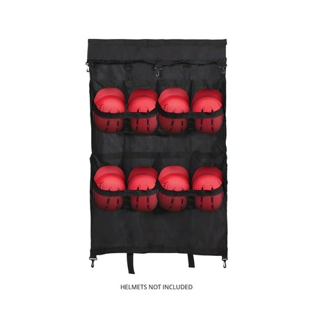 Champion Sports Vinyl Helmet Bag: Softball & Baseball Sports Equipment Caddy with Hanging Hooks - Holds 8 Helmets