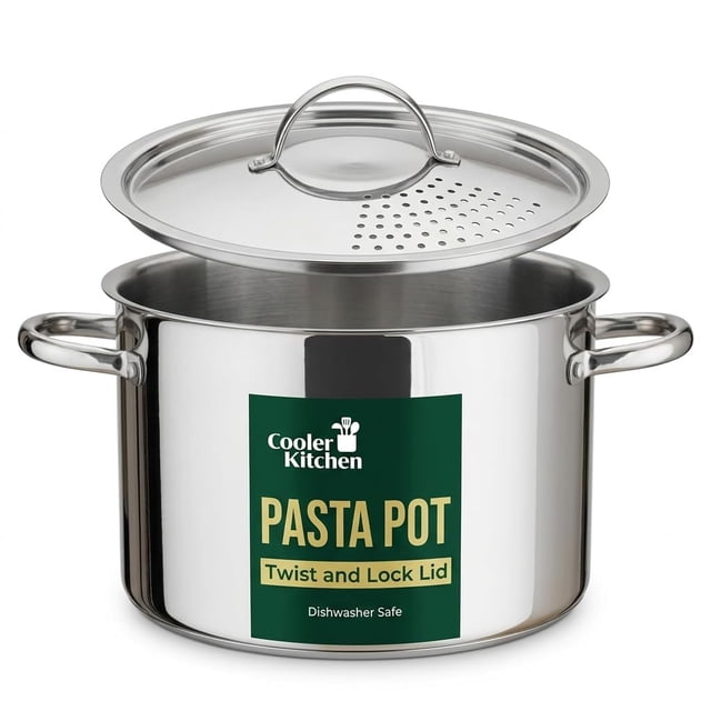 Olla para pasta Cooler Concepts de acero inoxidable de 5,5 cuartos con tapa