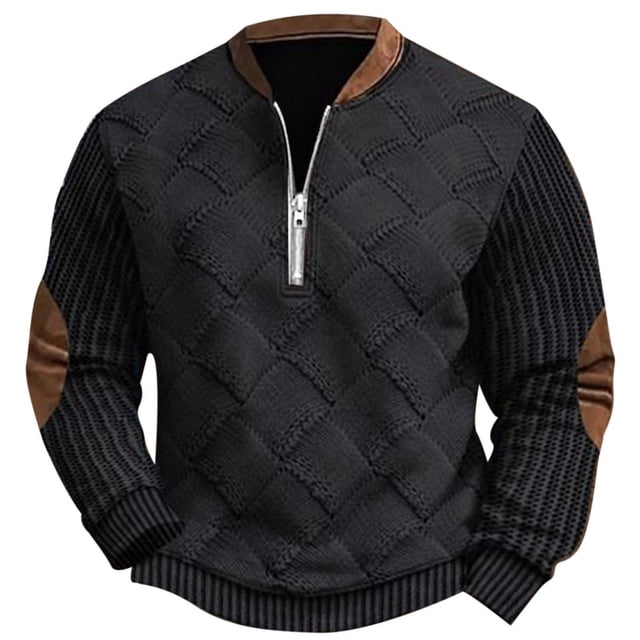 2024 Automne Hiver Mode Homme Décontracté Imprimé Numérique 3D Demi-Fermeture à Glissière Col Rond Chandail en Molleton Sans Capuche Imitation Tricoté Tissu Confortable
