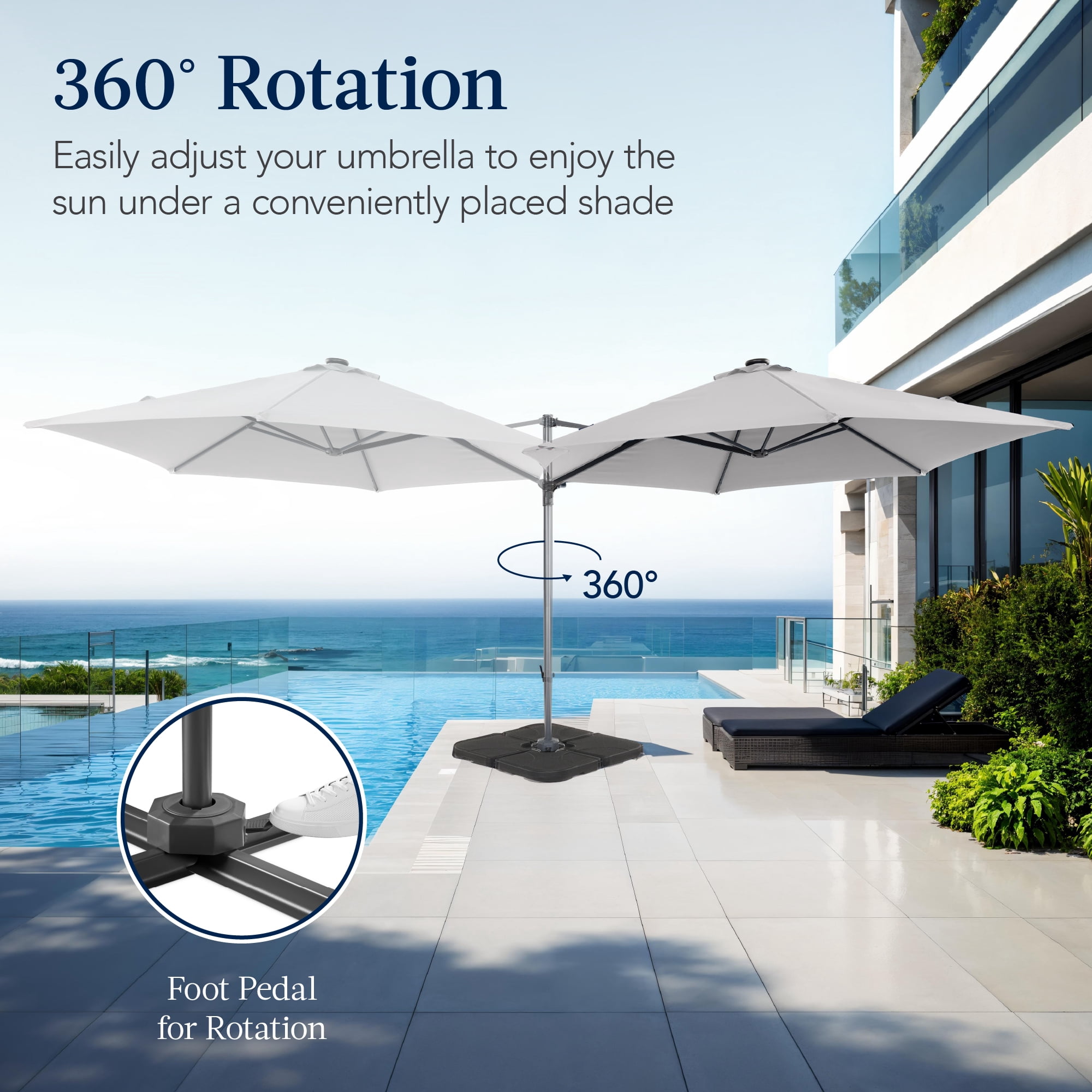 Best Choice Products 10ft 360 Rotating Cantilever Offset Hanging Patio Umbrella - Fog Gray