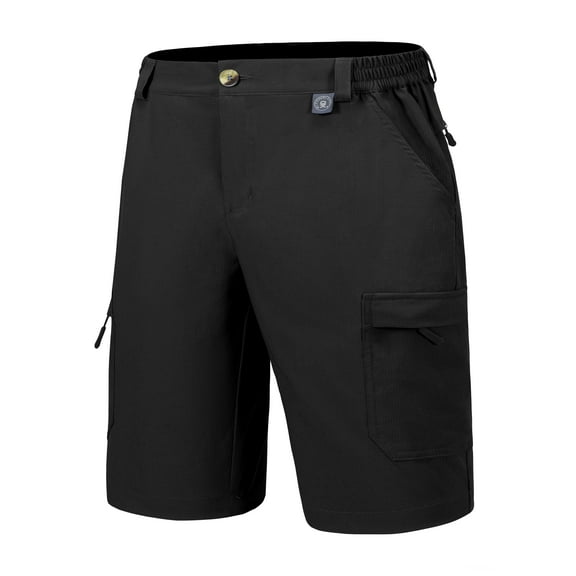 Little Donkey Andy Men's 10 Inch Quick Dry Cargo Shorts Stretch Lightweight Outdoor Hiking Shorts UPF 50 Black Size L