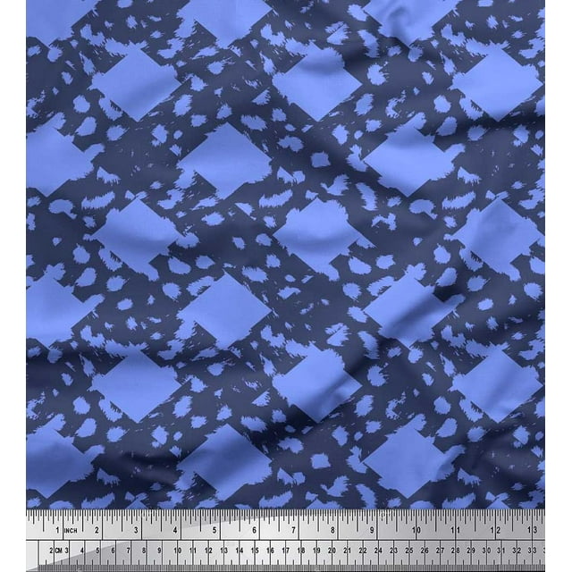 Soimoi Poly Georgette Fabric Check & Animal Skin Decor Fabric Printed Yard 52 Inch Wide