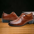 thumbnail image 5 of HBFAGFB Chaussures pour Hommes Style Classique Rétro Bout Pointu à Lacets Affaires Décontractées Chaussures Polyvalentes Brun Taille 43, 5 of 5