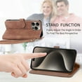 thumbnail image 3 of ShellTech Zipper Wallet Case for iPhone 15,Magnetic Closure Leather Card Slots Wallet Case Shockproof TPU Kickstand Cover with Lanyard,Brown, 3 of 7