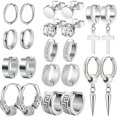 thumbnail image 3 of 11 pairs Stylish Stainless Steel Huggie Earrings Set - Perfect for Parties and Birthdays, 3 of 4