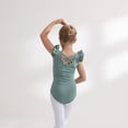 thumbnail image 2 of ‌LYMAYTER Ballet Leotards for Girls Ruffled Sleeve Bodysuit Summer Short Sleeve Dance Practice 3-11Y, 2 of 8