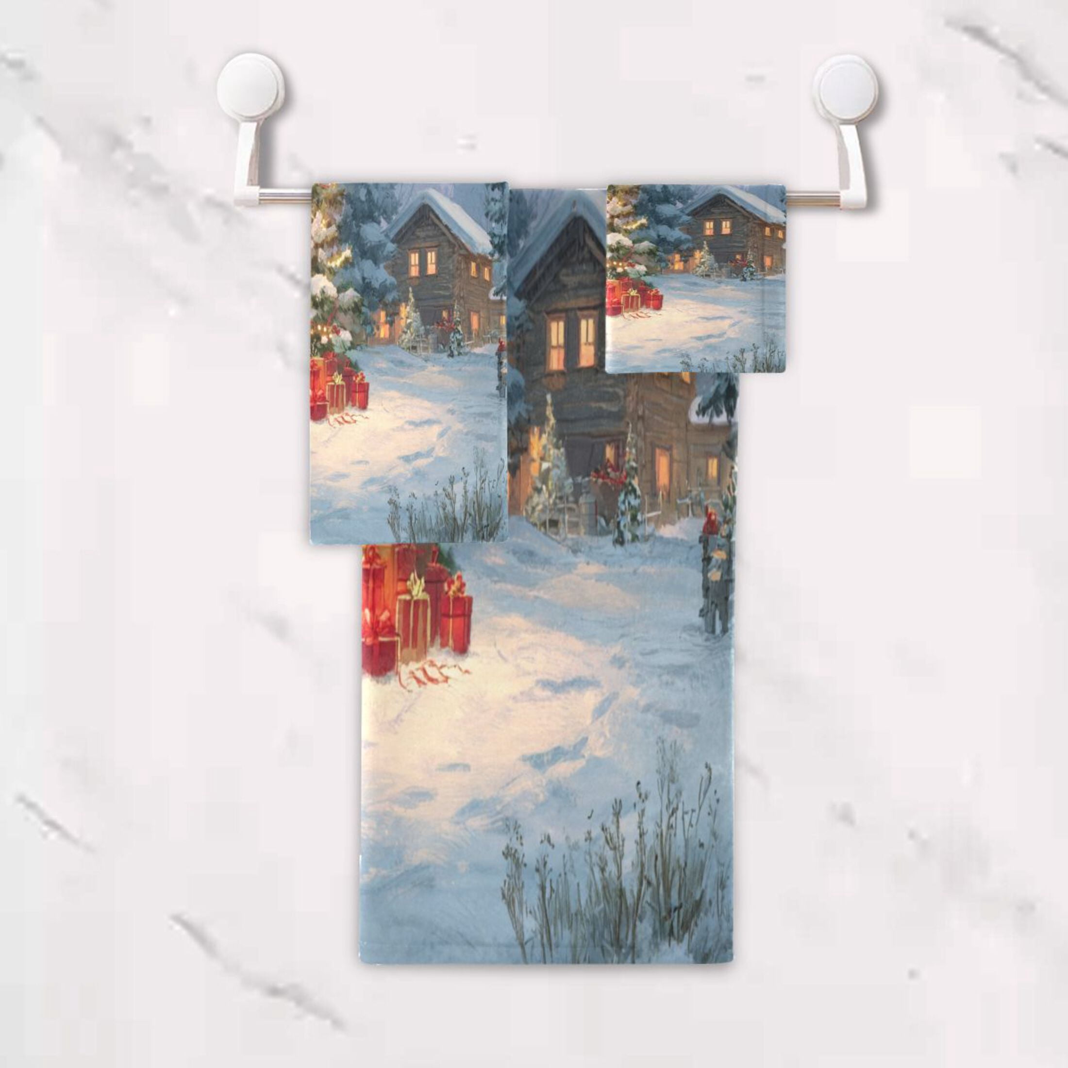 Three-Piece Towel Set Face Towel Towel Set Hand Towel Bath Towel Cotton Bath Towels Bath Towel Sets Hand Bath Towels Warm Christmas Tree