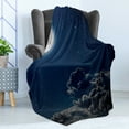thumbnail image 4 of Galaxy Soft Flannel Fleece Throw Blanket, Moon and Stars in Midnight Sky Starry Night with Clouds Milky Way Art, Cozy Plush for Indoor and Outdoor Use, 50" x 60", Grey Dark Blue, by Ambesonne, 4 of 5