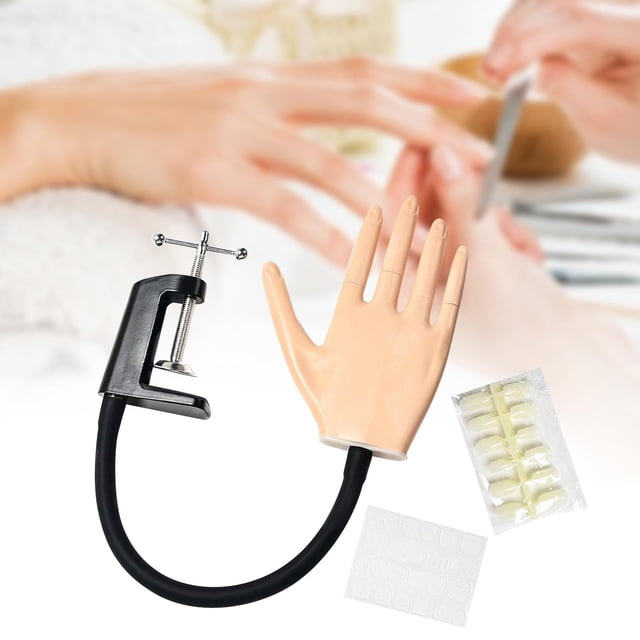 Mano de práctica para uñas acrílicas con soporte, manos de maniquí realistas para práctica de uñas para principiantes en arte de uñas, accesorios