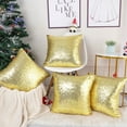 thumbnail image 4 of REGALWOVEN 4 Pcs Sequin Throw Pillow Covers, Decorative Cushion Covers for Sofa Car Seat, 18"x18" Gold, 4 of 7