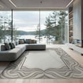 thumbnail image 2 of ODIKA 6'x9' Washable Area Rug Easy Care, Non-Shedding, Wave With Modern Geometric Border And Marble Swirl Abstract Minimalist Refined for Queen Size Bedroom Under Bed Master Suite, 2 of 7