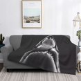 thumbnail image 2 of Yiaed Black And White Shark Print Blanket Throw Blanket Soft Cozy Flannel Blanket for Home Bed Sofa Couch Chair-80"x60", 2 of 6