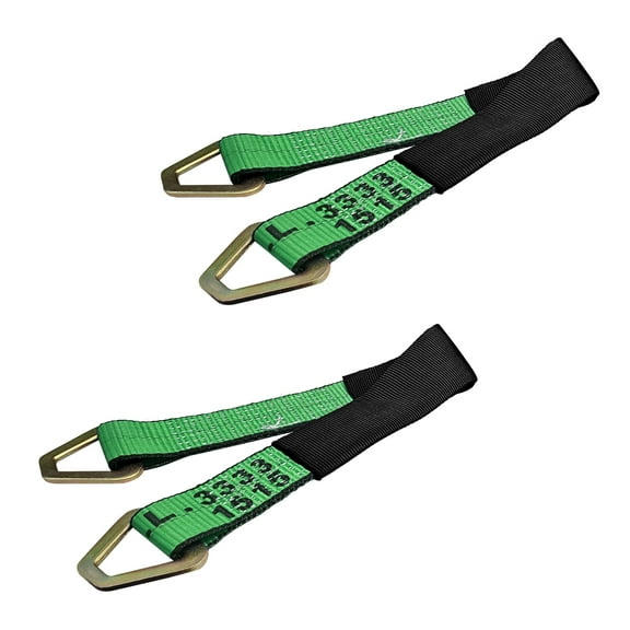 Mega Cargo Control USA 2” x 48” Axle Tie-Down Straps For Race Car Auto Hauler Tow Truck 4x4 ATV UTV Tie Down (2-Pack) - WLL: 3333 lbs - Green