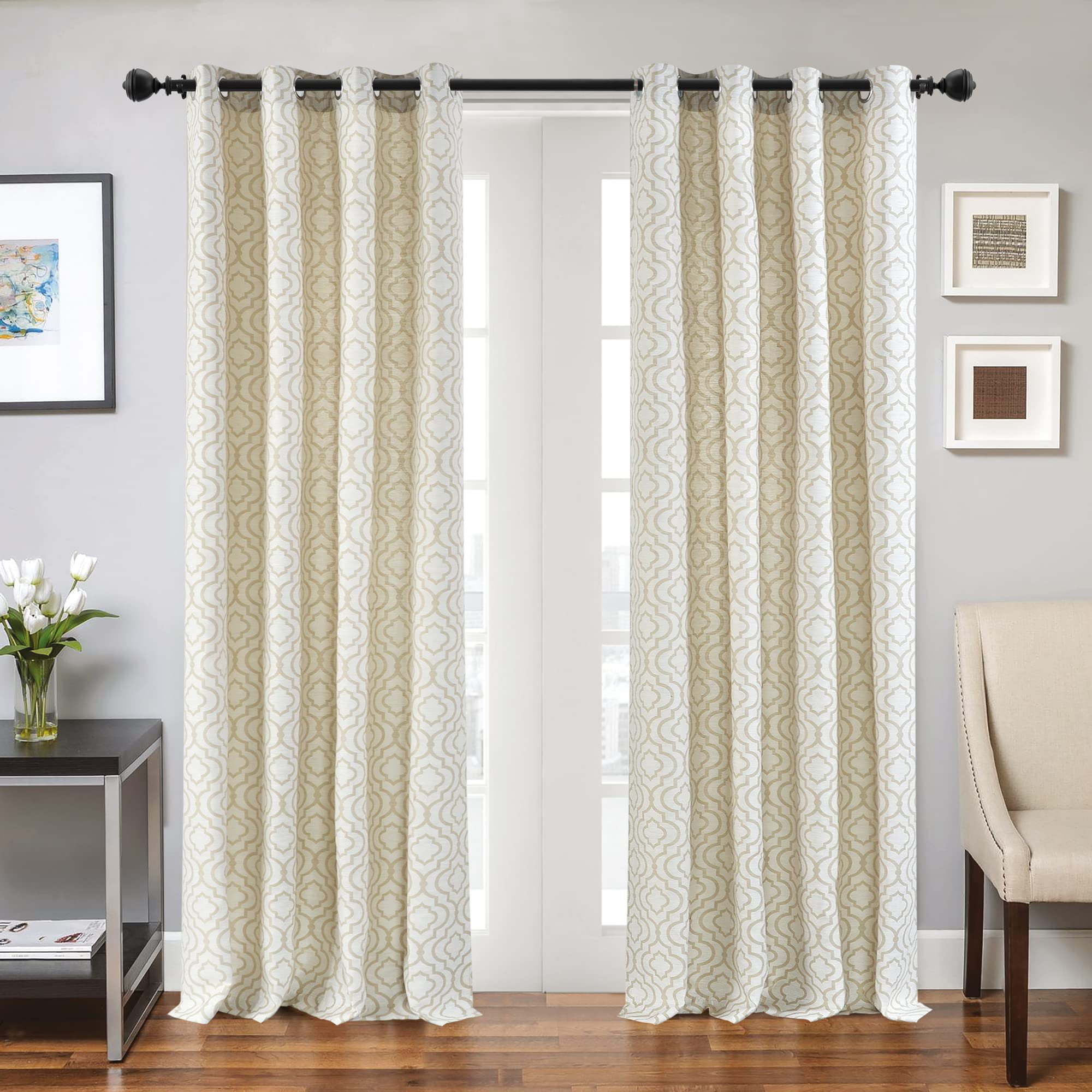 Deco Window 25mm Diameter Black Stacked Round Adjustable Single Curtain Rods, 36 in - 66 in