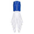 thumbnail image 4 of Aislor Men Character Arabian Prince Vest Outfits Open Front Waistcoat Top With Harem Pants Set Royal Blue White M, 4 of 7