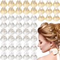 thumbnail image 1 of OIIKI 50 pinzas para el pelo con cristales brillantes y diamantes de imitación, accesorios decorativos en espiral con forma de flor y perlas para novia, dama de honor, boda, fiesta de graduación (5 es, 1 of 4