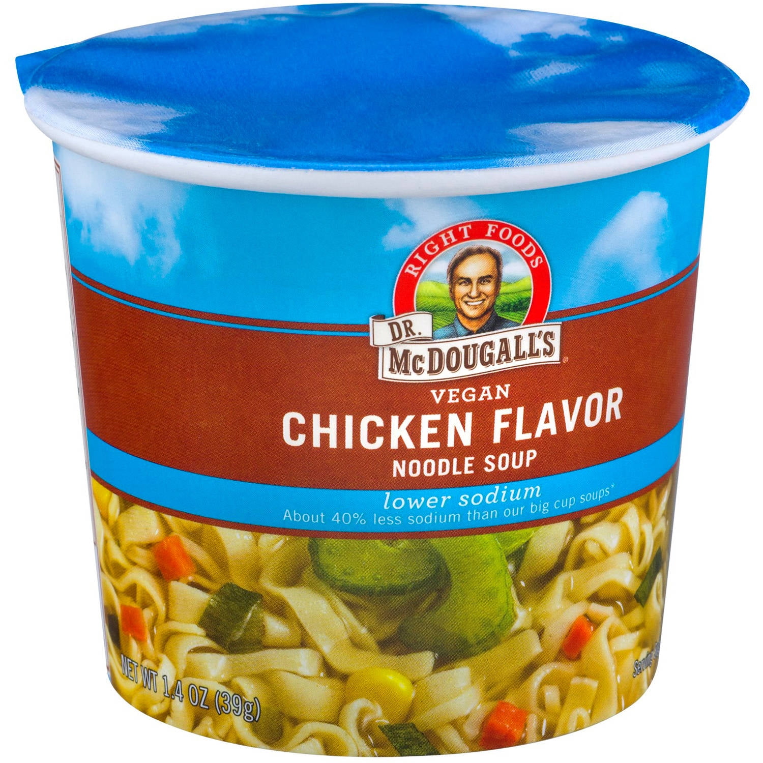 Dr. McDougall's Right Foods Lower Sodium Vegan Chicken Flavor Noodle Soup, 1.4 oz, (Pack... by