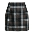 thumbnail image 4 of Cyglowse Women's Wool Plaid High Waist Skirt Bodycon Pencil Zipper Back Mini Skirts Coffee XL, 4 of 6
