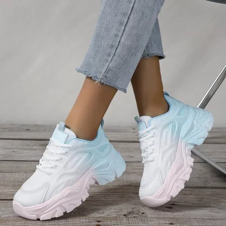 

Women‘s Ombre Color Chunky Sneakers Lace-Up Running Shoes Casual & Stylish Shoes Women‘s Footwear