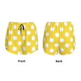 thumbnail image 3 of Balery Yellow And White Polka Dot Pantalones cortos deportivos para mujer con forro y dos bolsillos, elásticos, para entrenamiento, gimnasio, yoga-Large, 3 of 7