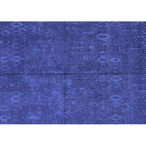Ahgly Company Machine Washable Indoor Rectangle Oriental Blue Modern Area Rugs, 3' x 5'