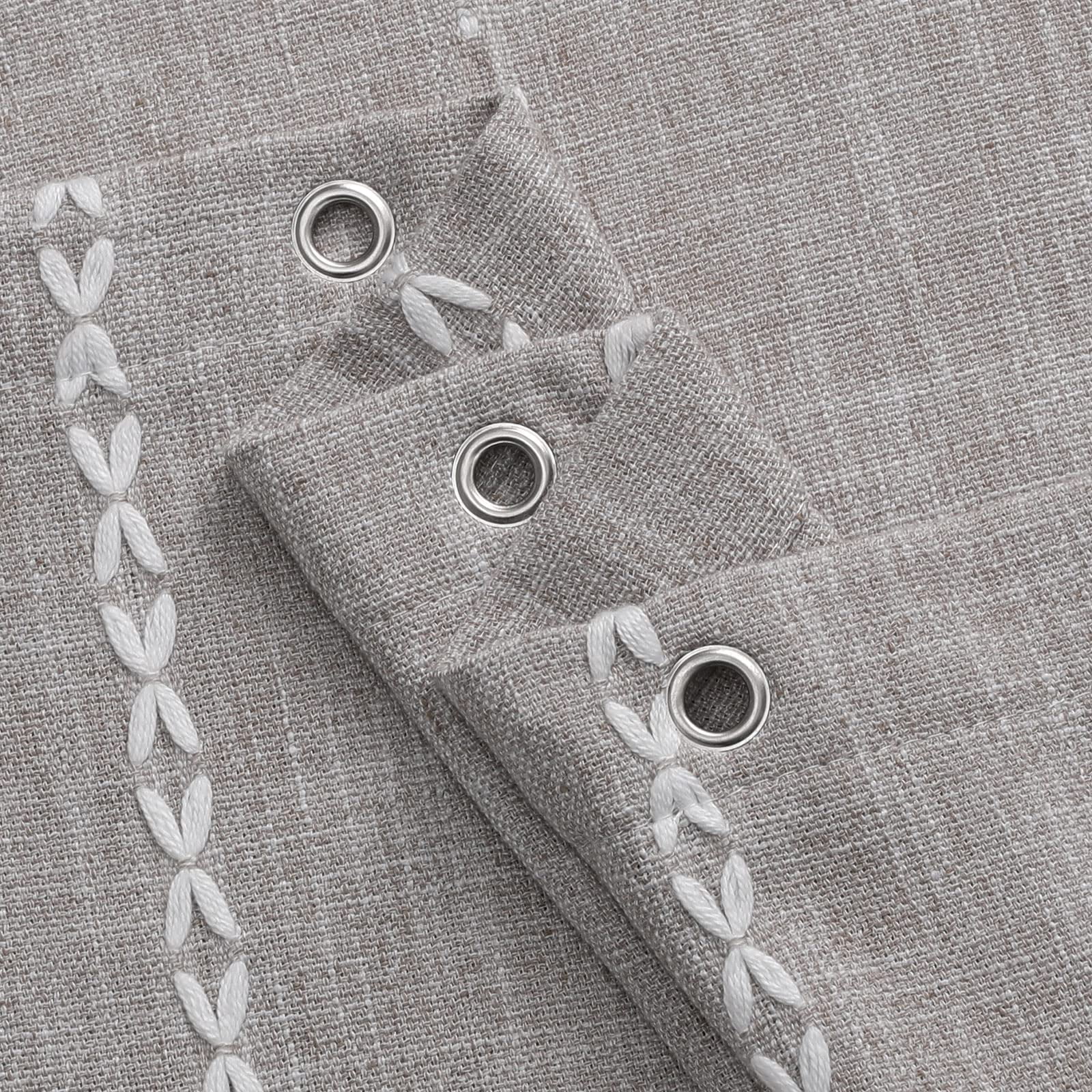 Grey Small Stall Shower Curtain 36 x 72, Half Size Narrow Cotton Linen Fabric Shower Curtains for Boho Farmhouse Bathroom Decor, Wrinkle Resistant Cloth Shower Curtain