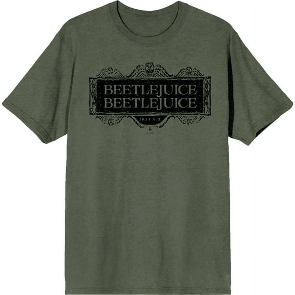 Beetlejuice Beetlejuice Black Sign Logo Adult Green Crew Neck Short Sleeve Tee-Medium