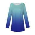 thumbnail image 5 of Womens Tops Women's Casual Plus SizeLong Sleeved Round Neck Gradient Printing T-shirt Top Pullover Shirts for Women Kagetolytai Royal Blue XL, 5 of 5