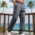 thumbnail image 5 of Yaoyar Utility Casual Pants for Men, Solid Color Elastic Waist Trousers with Drawstring and Multiple Pockets, Durable Daily Bottoms, 5 of 8