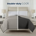 thumbnail image 2 of Martex Twin Reversible Coverlet | Lightweight Soft Easy Care Quilt | Light Gray/Graphite, 2 of 8