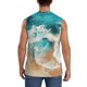 thumbnail image 4 of Fotbe Ocean Wave Crash Men's Camiseta sin Mangas Estampada para Hombres, Playera Casual para Gimnasio, Entrenamiento, Playa-3X-Large, 4 of 7