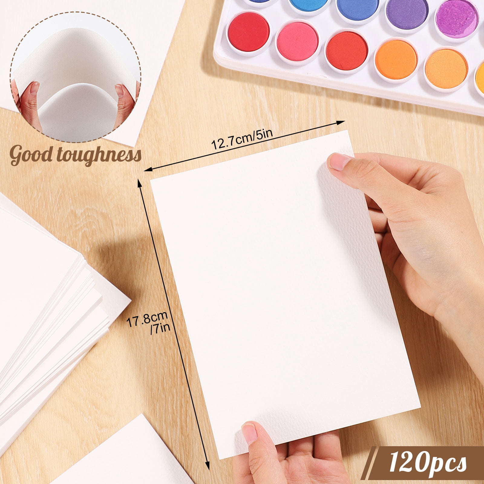 Watercolor Paper, 140 lb/300 GSM Cold Press, 5 x 7 Inch, 120 Sheets