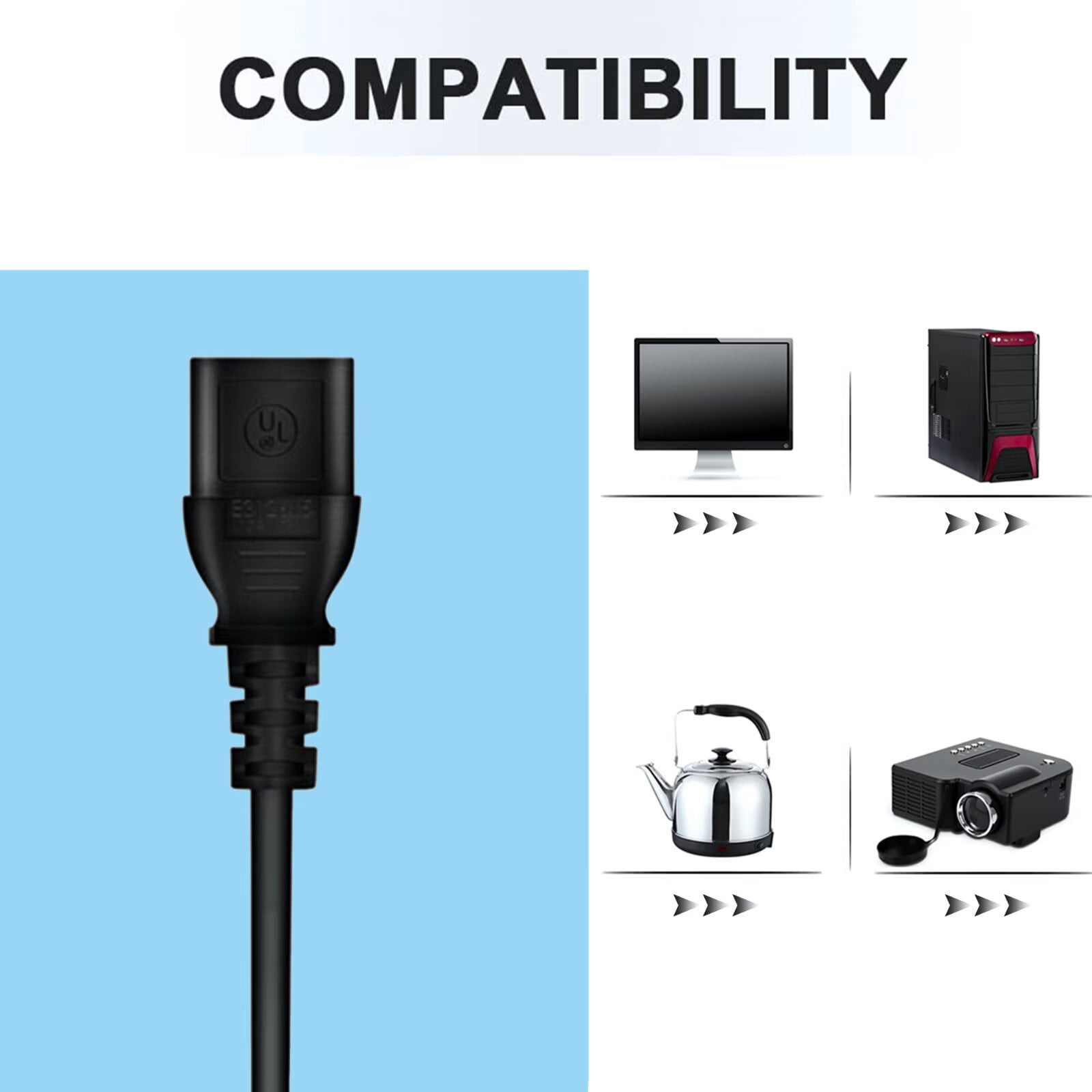 Aprelco AC Power Cord Cable Compatible with Anker SOLIX Power Station C800 C1000 F2000 F2600 757 767