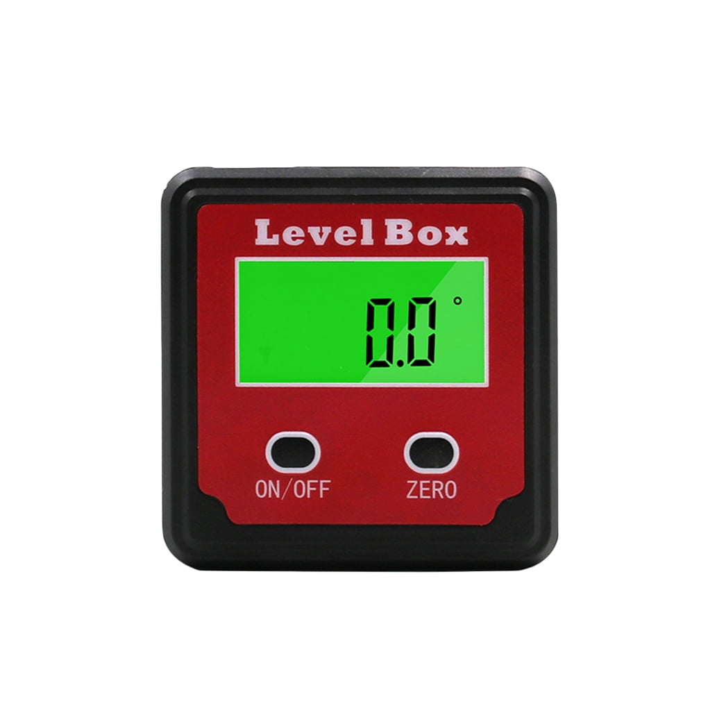 Digital Angle Finder LCD Digital Protractor Inclinometer Level Box Plastic Precision Digital Angle Finder Bevel Box with Magnet Base Red 