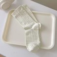 thumbnail image 3 of Women's 3-Pair Striped Crew Socks Set Lightweight Knit with Soft Stretch and Modern Minimalist Style - Multicolored-A, 3 of 5