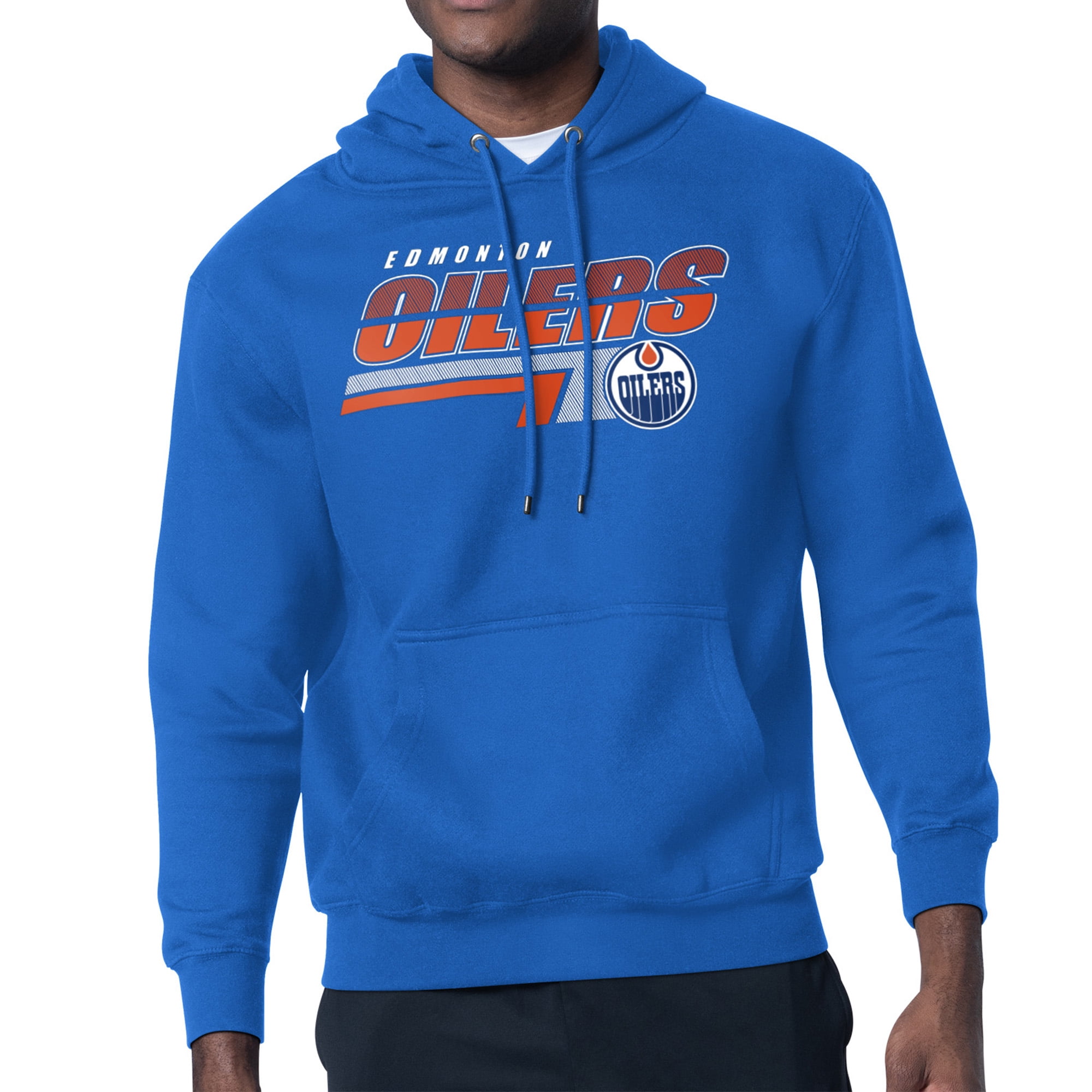 Men's Starter Royal Edmonton Oilers Logo Push Fleece Hoodie