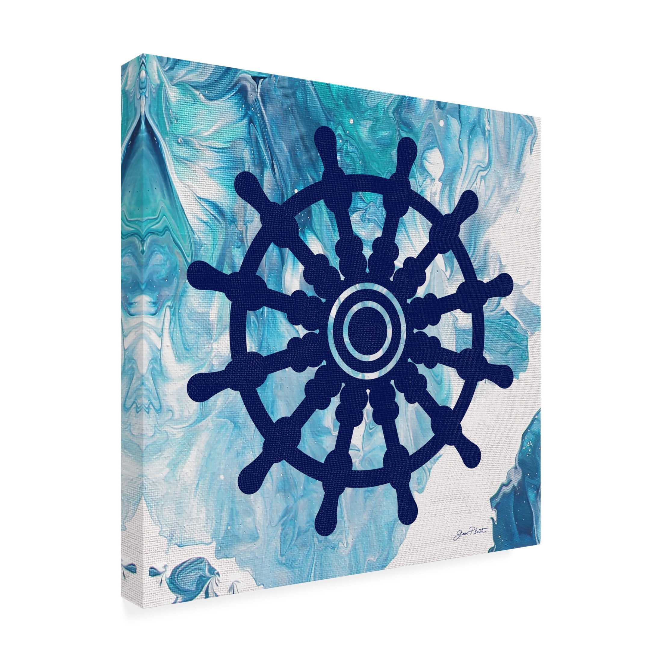 Canvas Wall Art - Jean Plout 'Abstract Ocean D' Wall Art for Living Room, Bedroom, or Office Décor by Trademark Fine Art - 35 x 35 Inches