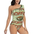 thumbnail image 3 of Haiem Retro Cover For Coffee Women's One Piece Swimsuits Tummy Control One Shoulder Bathing Suits Ruffle Swimwear-Small, 3 of 8