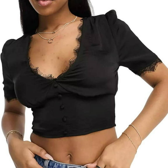 Stradivarius Satin and Lace Blouse, Size S